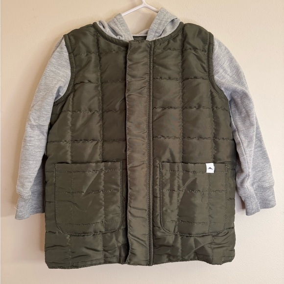 Tommy Bahama Kids Boys Quilted Jacket with Sleeves Size 2T Olive Green and Grey - Picture 5 of 10
